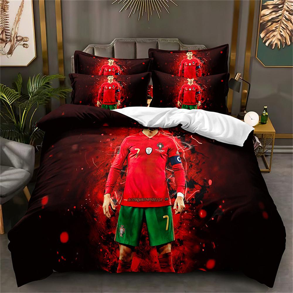 3 Pcs Quilt Cover Duvet Cover Set with Zipper Closure Cri-stiano Ronaldo Bedding Set 1 Duvet Cover and 2 Pillow Shams