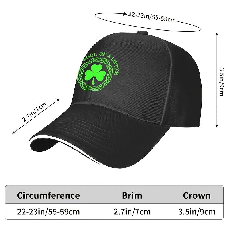 Soul of a LWitch Shamrock Baseball Cap Celtic Knot Graphic Adjustable Casual Polyester Cap Unisex