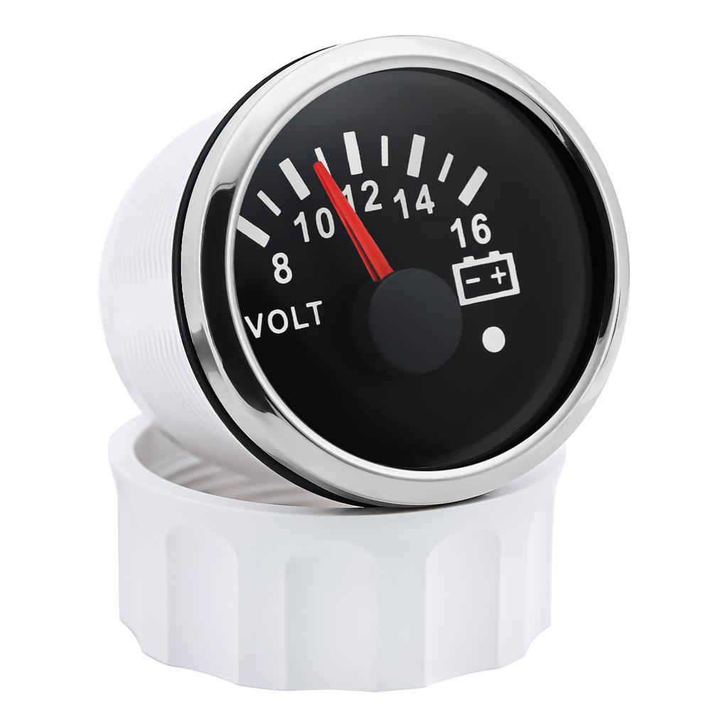 AD 52mm Voltmeter with Alarm Light Volt Meter Gauge Voltage for Marine Car Caravan Boat Camper RV Truck 12v Voltmeter Ammeter