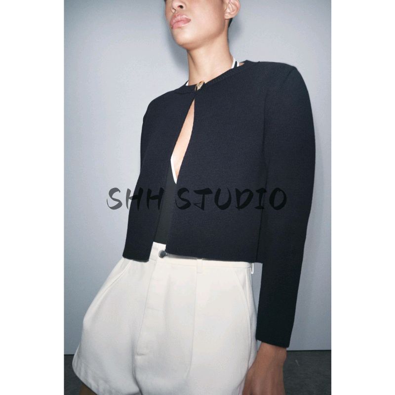 Summer New Women Clothes Simple Style Round Neck Long Sleeve Gold Decorated Row Button Knitted Cardigan Outerwear 6427013