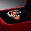 SODROV Garnet Red Color Crystal Double Zircon Ring