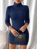 2025 European & American Autumn/Winter High Neck Slim Fit Knit Dress for Women