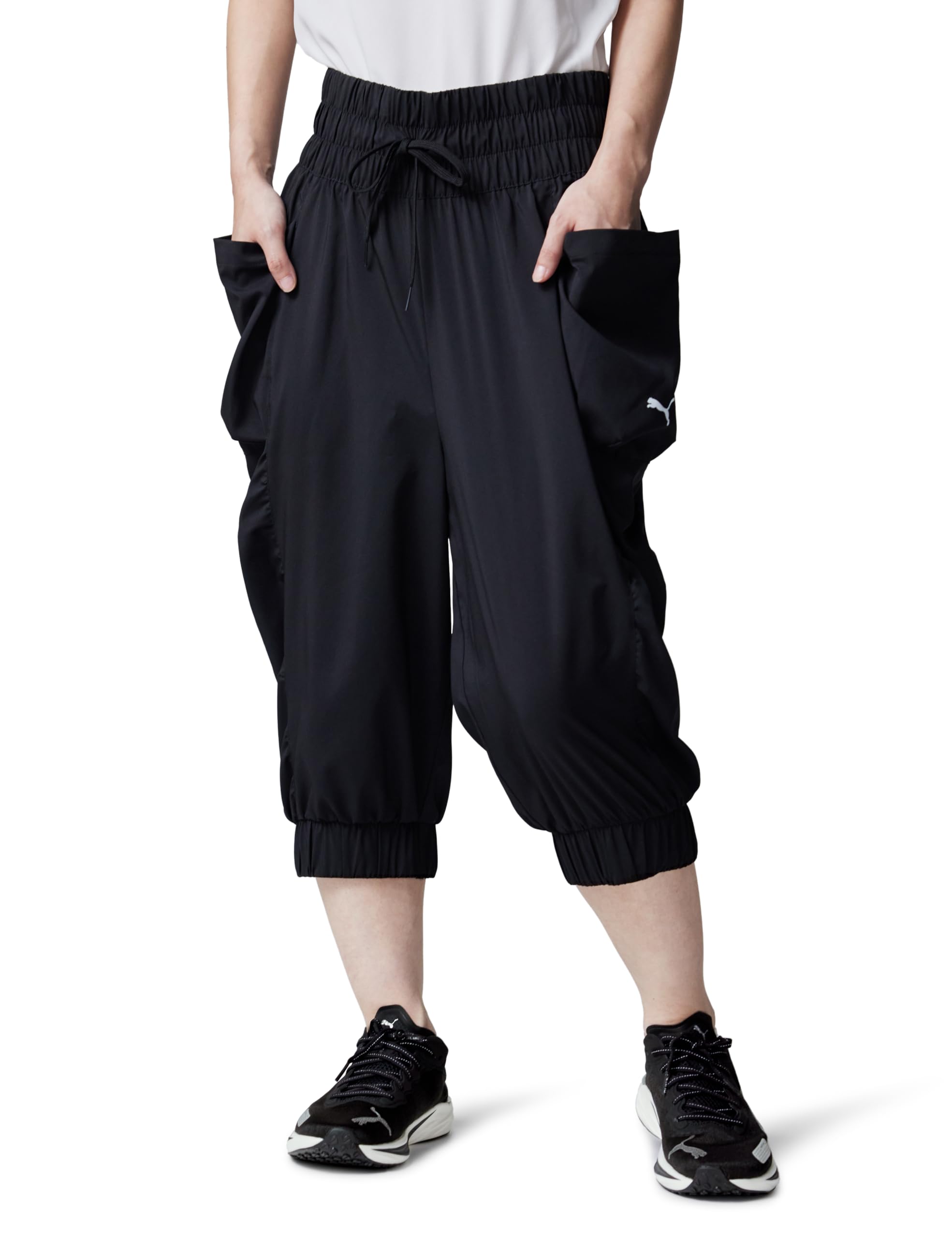 

Спортивные тренировочные длинные брюки для зала STUDIO Pants 525263 24-й цвет черный [PUMA] 3/4 женские осень/зима (01)