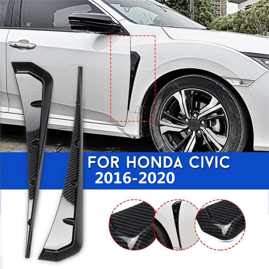 

For Honda Civic 10th Gen 2016-20 Front Fender Vents Trim Gloss Carbon Fiber AU