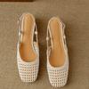 Zhongjia~ 2025 New French Beautiful Breathable Hollow Woven Bag Head Single Shoes Thick Heel with Skirt Roman Sandals