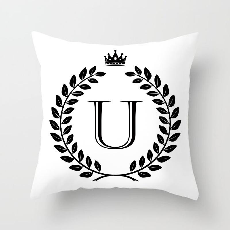 26 Crown Letter Pattern Double-Sided Printed Pillow Cover Short Plush Suitable Living Rooms Bedrooms Sofas Throw Cushion Cover