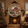 Acrylic Christmas Hanging Ornament with Gold Toned Chain and Rhinestone Accents