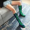 Fashion Women's New Round Head Lace up Sequin Thick Bottom Large and Calf High Barrel Mar Mid heeltin Boots