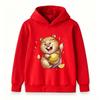 Kids Boys Girls Hooded Sweatshirt, Cute Happy Capybara Holding Lemon Print Pullover Hoodie, Soft Casual Long Sleeve Top for Children Daily Wear