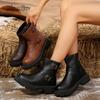 Mode Retro Damen Plateau Stiefel Modische Seitlicher Reißverschluss Freizeitschuhe Outdoor Rutschfest Damen Stiefeletten Botines Para Mujeres 35 40