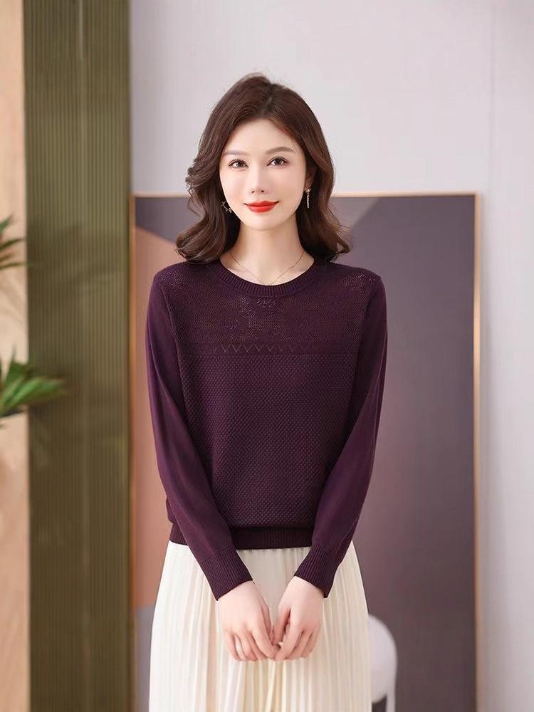Stylish Women's Thin Round Neck Wool Sweater - Long Sleeve, Knitted, Spring Fashion Hot Seller