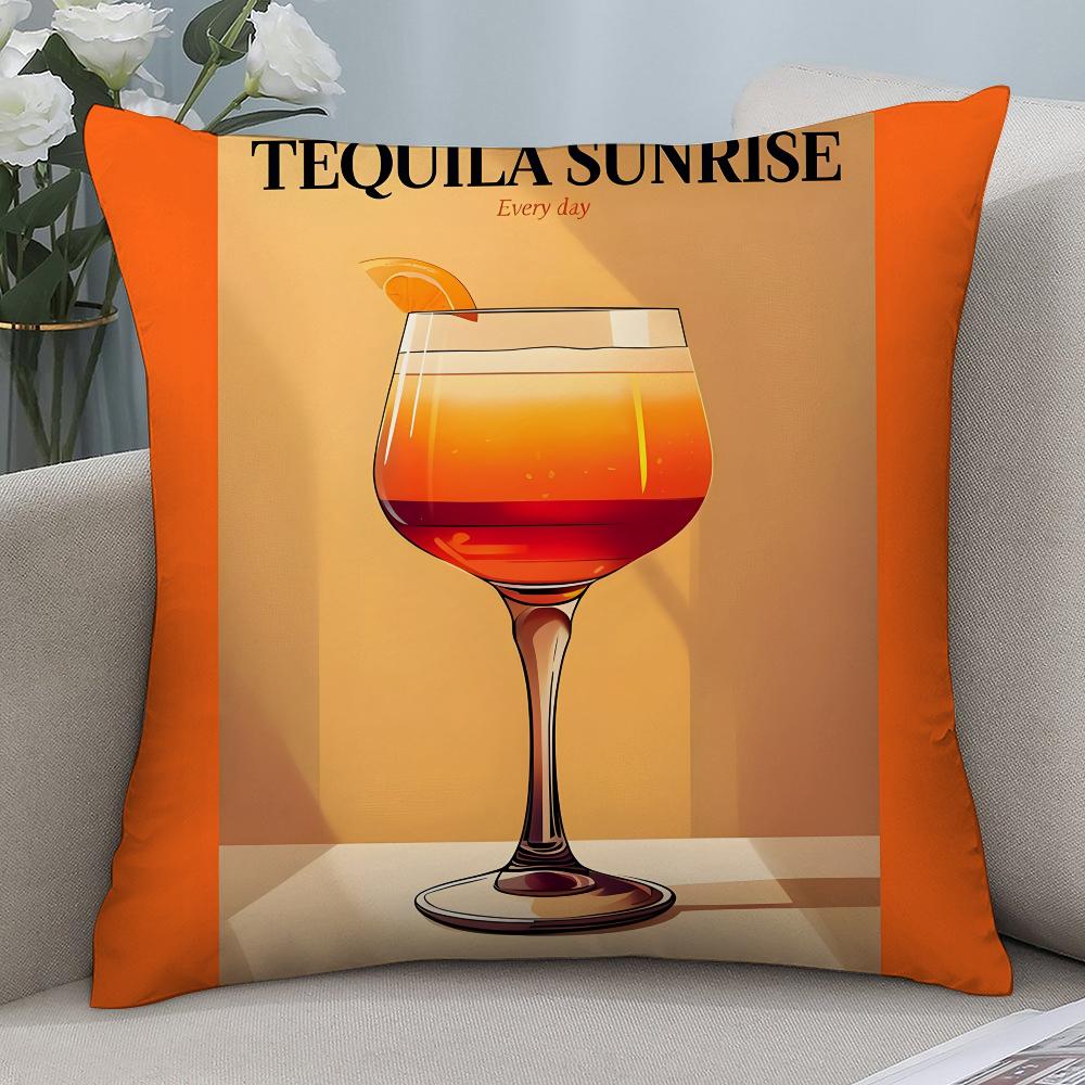 Tequila Sunrise Cocktail Pillow Case Short Plush Pillow Covers Sofa Decorative Gift Home Double-sided Printing Cushion Cover