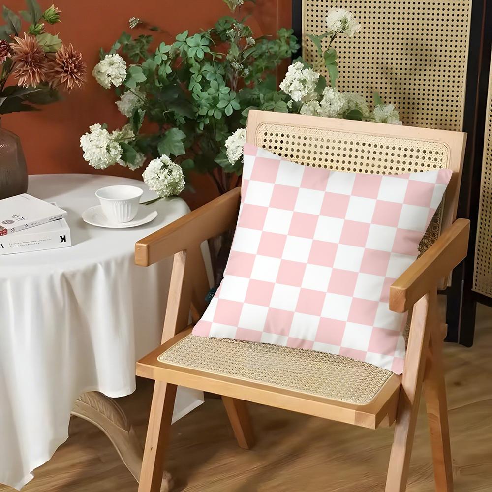 Fashion Checkerboard Plaid Cushion Cover Silky Short Plush Invisible Zipper Dustproof Sofa Pillow Case for Home Decor