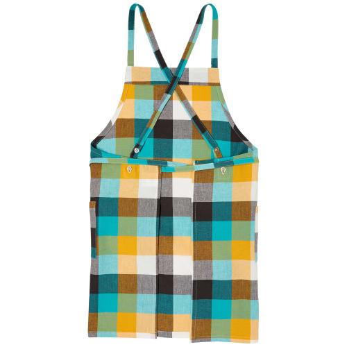 Rep habituel Chloe Apron, Gray Check Pattern, 73cm Long x 84cm Wide, with Pockets, 100% Cotton, Machine Washable, Shoulder Strap, Tie Front, Stylish a