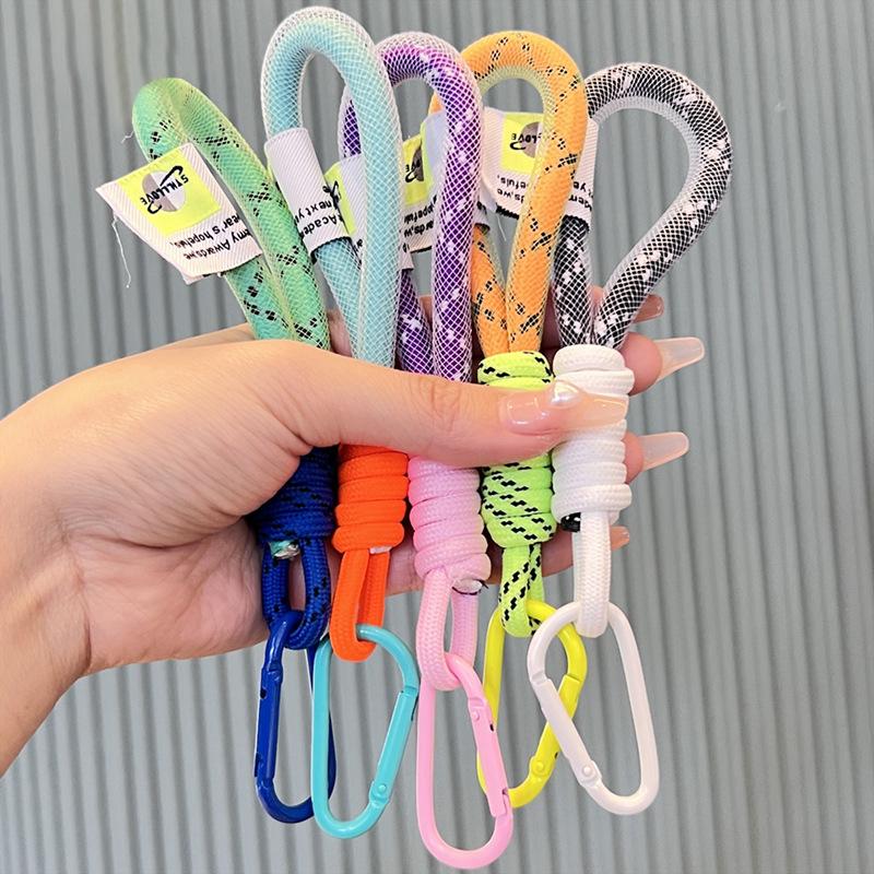 Lanyard Fluorescenční barva Řemínek na telefon Síťovina Přihrádka na tašky Splétané proužky Klíčenka Závěsné kalhoty Příslušenství Klíčenka