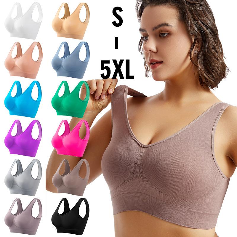 1pcs Women Sports Bra Large Size No Steel Ring Seamless Underwear Removable Chest Pad Runing Sport Yoga Vest Bras