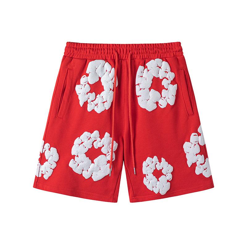 New Trendy Short-sleeved Short-pants Set with Foam Printing - Suitable for Both Men and Women, for Casual Wear.