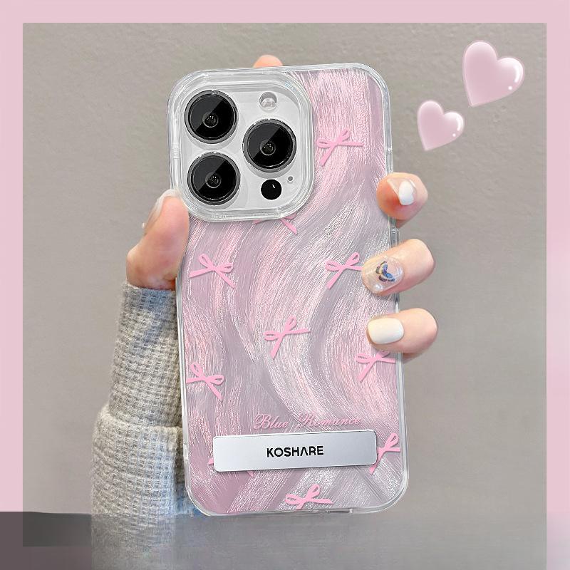 Suitable for Huawei Pura70 Mobile Phone Case Mate60/50pro Blue Bow Bracket Nova12/7 Feather Yarn Laser