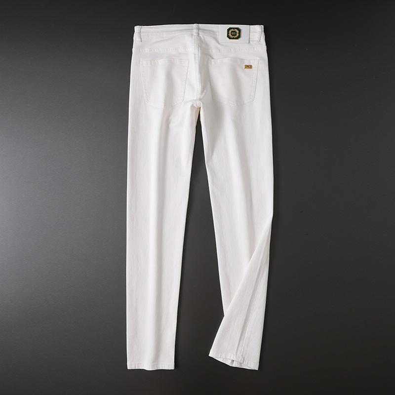 Spring And Autumn Men'S High Quality Three Proof Elastic Jeans, High End White Trendy Versatile Small Straight Pants, Fashionable Pants