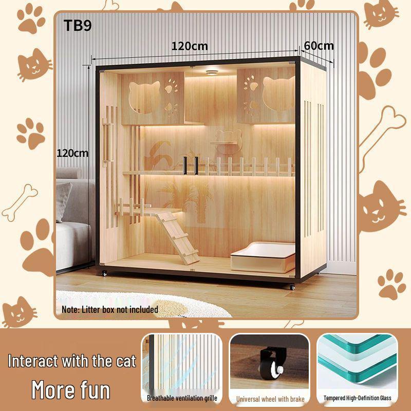 Wooden Indoor Cat Villa: Multi-Functional Pet Cabinet Shelter and Bed