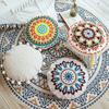 Moroccan Ethnic 45cm Round Cushion Cover Mandala Floral Embroidery Home Decor Living Room Throw Pillow Case Ball Decorative
