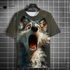 Fun Men's T-Shirt 3D Wolf Printed Short Sleeve T-Shirt Street Fashion Tops Hip Hop O Neck T-Shirt Summer Men's Casual Clothing