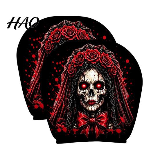 Gift for Car Enthusiasts 2Pcs Halloween Headrest Pillowcase, Universal Fit Pillow Cover, Soft Auto Interior Decoration Spooky Pillowcase Automotive