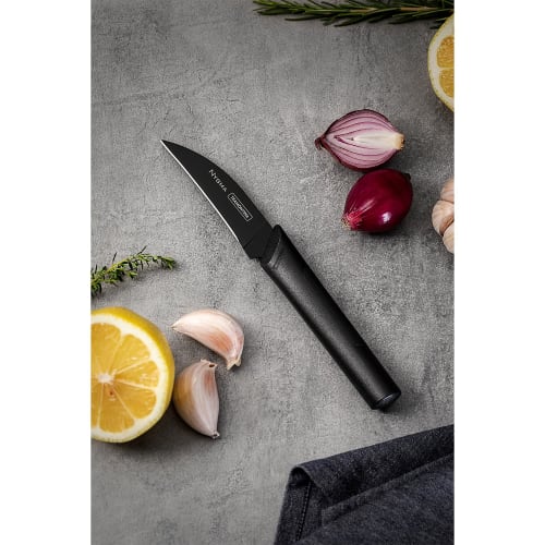 Tramontina Nigma Antibacterial Ultralight Black Knife Cutlery Set of 3, Durable Heat-Resistant Stainless Steel with Triple Heat Treatment, Boxed, Anti