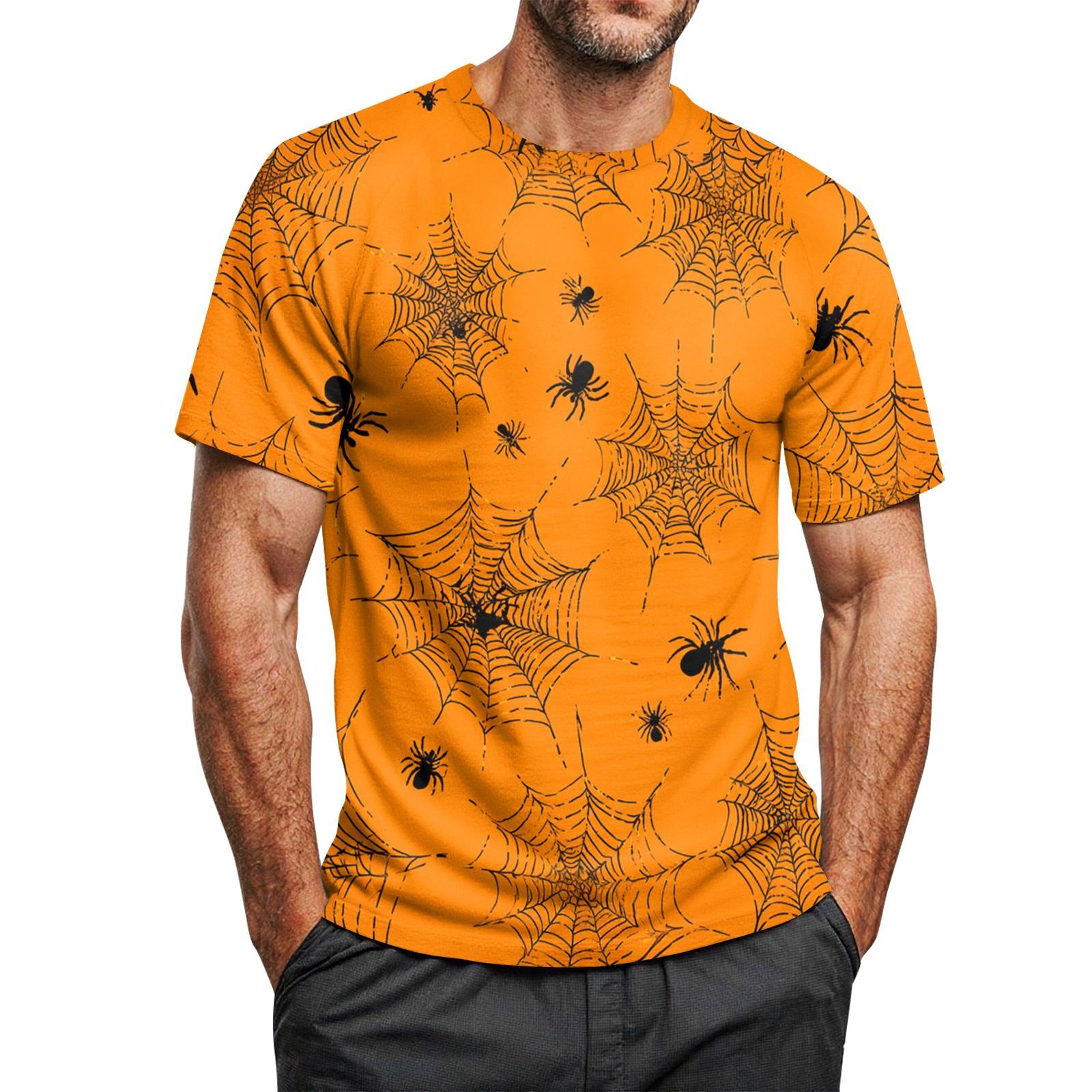 

Мужская футболка с принтом на Хэллоуин, с круглым вырезом, рукавами реглан и короткими рукавами L оранжевый