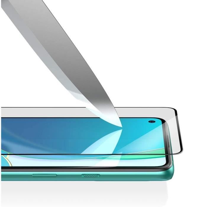 Verre Trempé - PHONILLICO - OnePlus 8T - Pack de 2 - Transparent - Bord Noir - Résistant aux rayures
