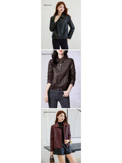 Damen Kurze Slim Fit Motorradlederjacke - Frühling & Herbst Kollektion