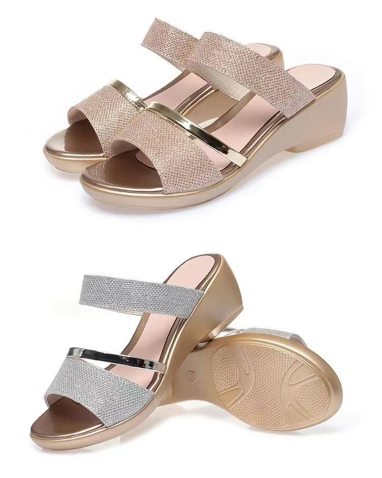 Soft Leather Sandals Soft Platform 2025 New Comfortable Cool Slippers Mother Summer Versatile Fashion Wedge Heel Women's Shoes Trend