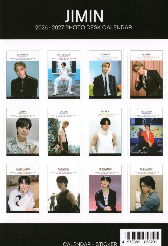 Jimin Desk Calendar Stickers BTS Merchandise (Photobook Calendar) 2026-2027 (2-Year Edition) + [12-Piece Set] K-POP (2026)