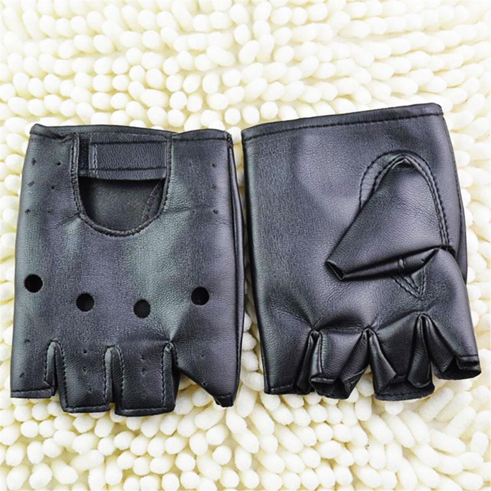 Punk Fingerless Gloves Half Finger Punk PU Leather Gloves Unisex Black PU Leather Fingerless Gloves Punk Hip-Hop Gloves Black