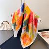 Refreshing Lemon Print High-end Silk Scarf Imitation Square Shawl Versatile Neck Small Headscarf Women