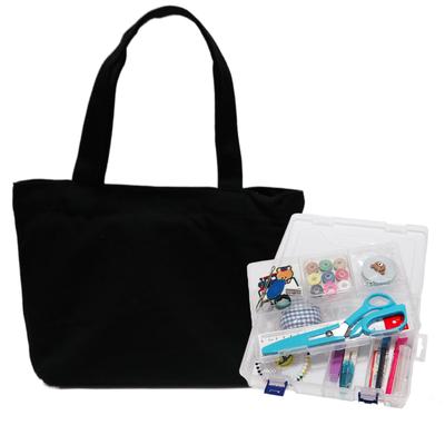 1ze1ziyo Sewing Tote Elementary School Student Tote Sewing Easy To Black Set, Bag, Bag, Set, Girls, Boys, Carry,
