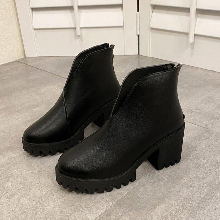 Niche French new women's shoes microfiber high heel stacked wear commuting light handmade foreign fashion boots