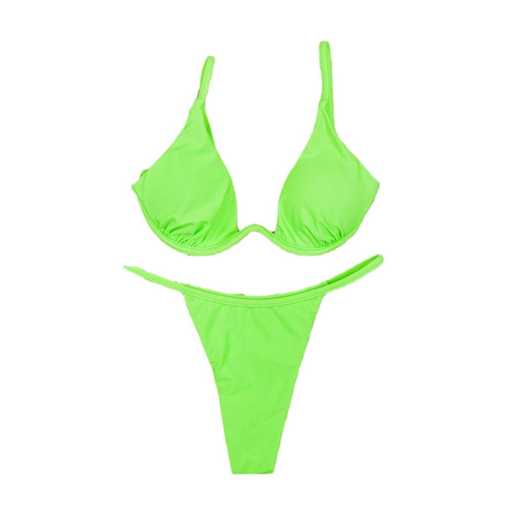 New Sexy European & American Solid Color Underwire Bikini Women's Swimsuit