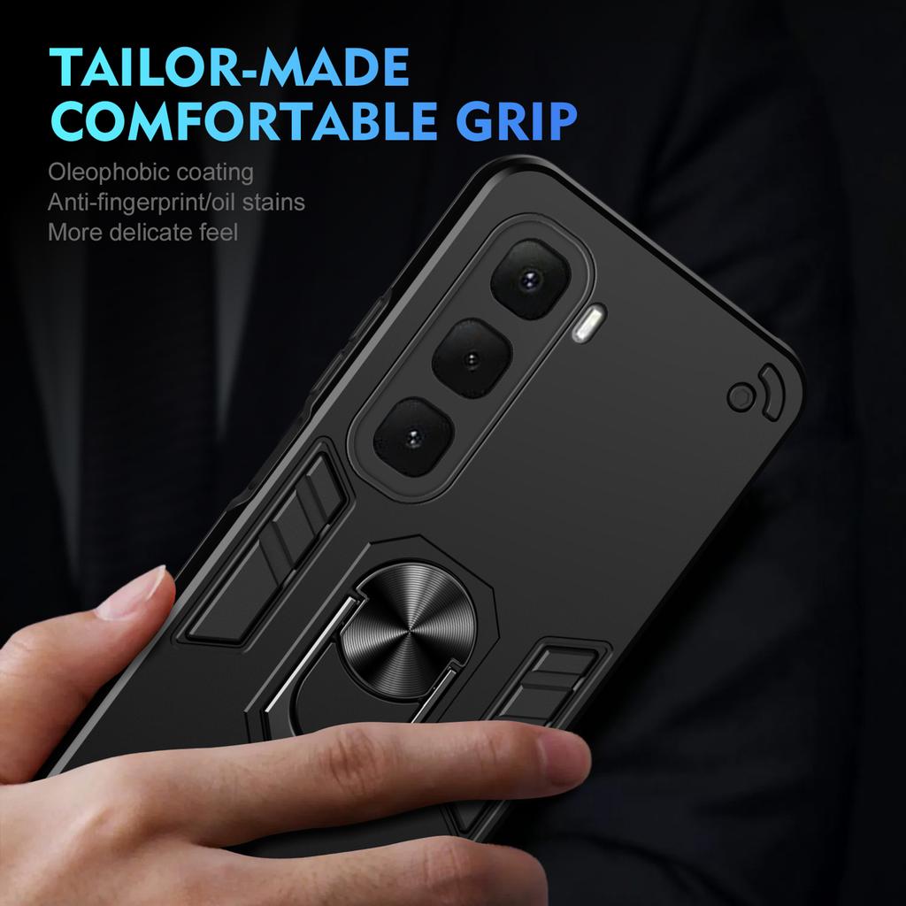 For Infinix Hot 60i 4G Case PC+TPU Drop Defend Phone Cover with Ring Kickstand