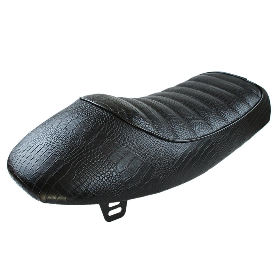 Motorcycle Black Retro Leather Crocodile Pattern Hump Cafe Racer Seat For Honda Cg Series