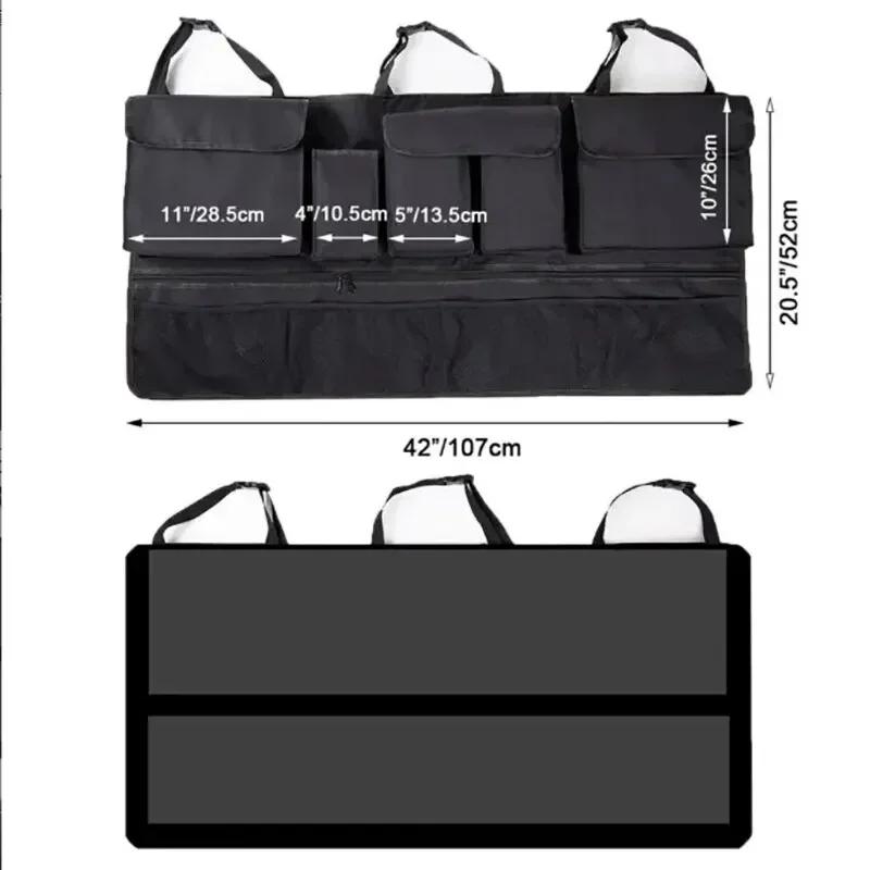 Multi-Pocket Car Trunk Organizer Seat Back Storage Bag Large Capacity Adjustable Backseat Oxford Bag Universal Stowing Tidying
