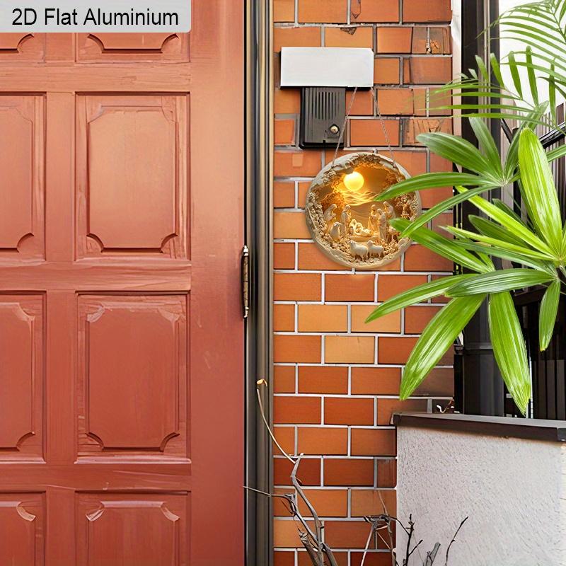 2D Flaches Aluminium Krippen Weihnachts Schild - Einzigartige Heilige Nacht Figuren Ornamente - Aluminium Krippen Schild - Ideal für Haustür, Wand, Veranda, Fenster