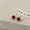 Simple And Compact Ankara Red Zircon Pearl Stud Earrings Women'S French Retro Elegant Fashion Versatile Earrings
