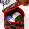 Oxford Crochet Bag Short Perforated Yarn Storage Tote Bag Rose Pattern Knitting Bag for Hooks Knitting Needles