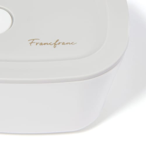 Francfranc Complete 5-Piece Lunch Box Set (White) with Chopsticks, Chopstick Holder, and Drawstring Bag, Dishwasher Safe