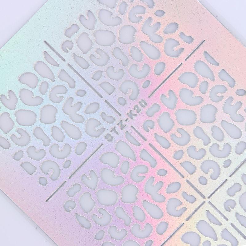 6Pcs Nail Art Vinyls Nagel Schablonen Sticker Irregulär Muster Stencil Stickers random