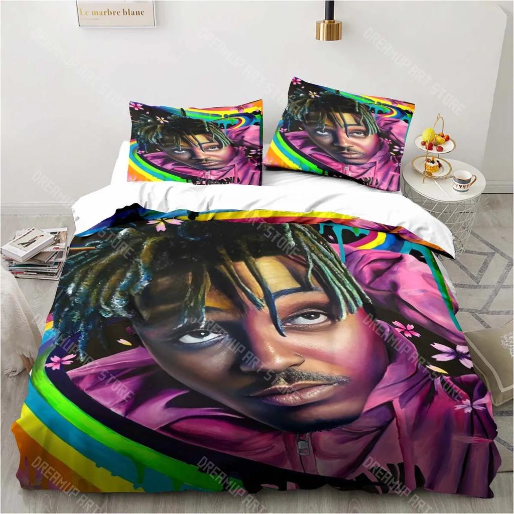3D Rapper Juice Wrld 999 Bettwäsche-Set Bettdecke Bettwäsche-Sets Kissenbezug Bettbezug Kinderzimmer Bettwäsche-Set Luxus Geburtstag