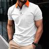 Herren Sommer Poloshirt, Atmungsaktives Colorblock Kurzarm Sportliches Golfshirt mit Tasche, Lässiges Sportoberteil