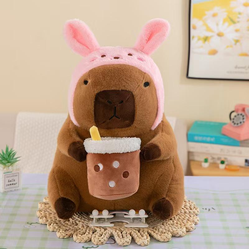Niedliches Capybara Plüschtier Stofftiere Capibara mit Schildkröten-Rucksack Kapibala Weiche Puppe Kinderspielzeug Geburtstags-Weihnachtsgeschenk