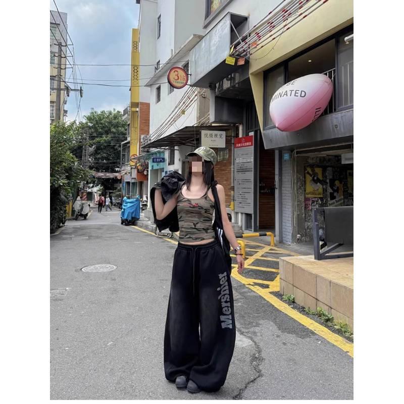 

JYL Женские повседневные брюки Черный Градиент Буквы Bootcut Осень High-Street Свободные Джинсовые M амарантовый